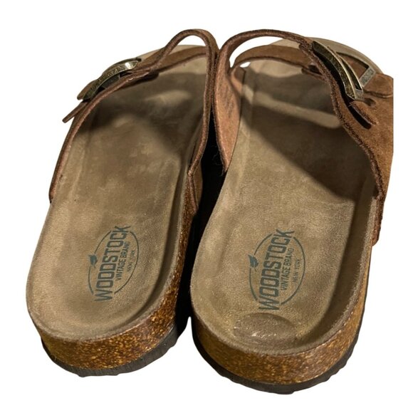 Woodstock Bert Sandals Mens Size 11 M Brown Suede Leather Double-Buckle